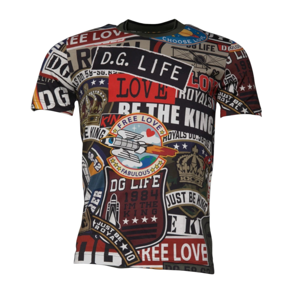 DOLCE & GABBANA T-shirt Multicolor Graphic Print Cotton Crew Neck IT48/US38/M