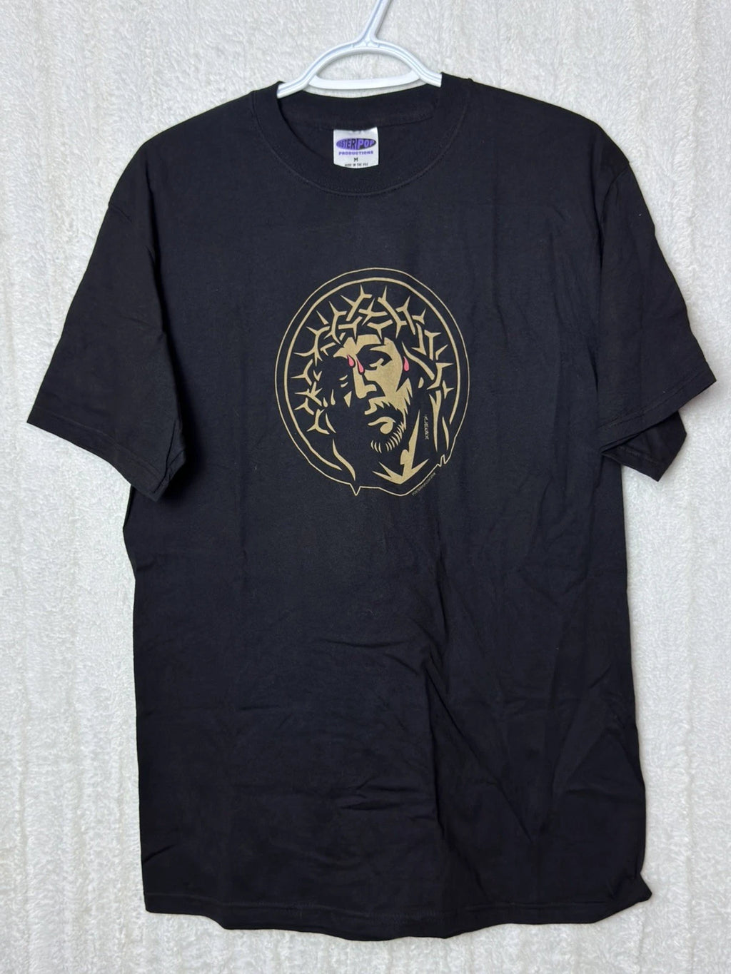 Y2K Goth Inspired Jesus Graphic Tee Black Dark Religious Shirt USA Size M