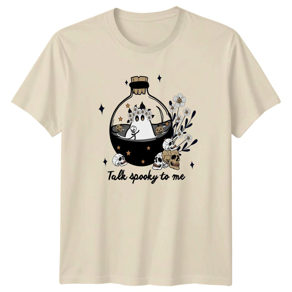 Talk Spooky To Me Womens T-Shirt Cute Ghost Halloween Halloween Gift For Her