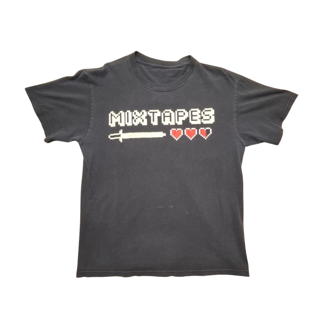 Vintage 2000s Mixtapes 8-Bit Pixel Art Retro Gaming Graphic T-Shirt M