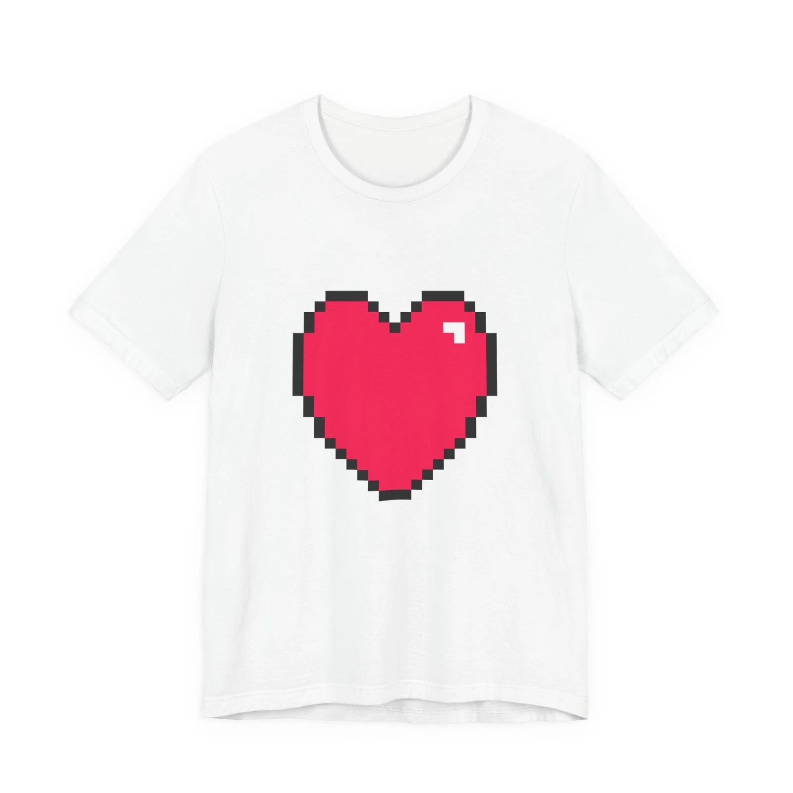 Unisex Jersey Short Sleeve Tee Cute Retro 8-Bit Pixel Art Gamer Love Heart
