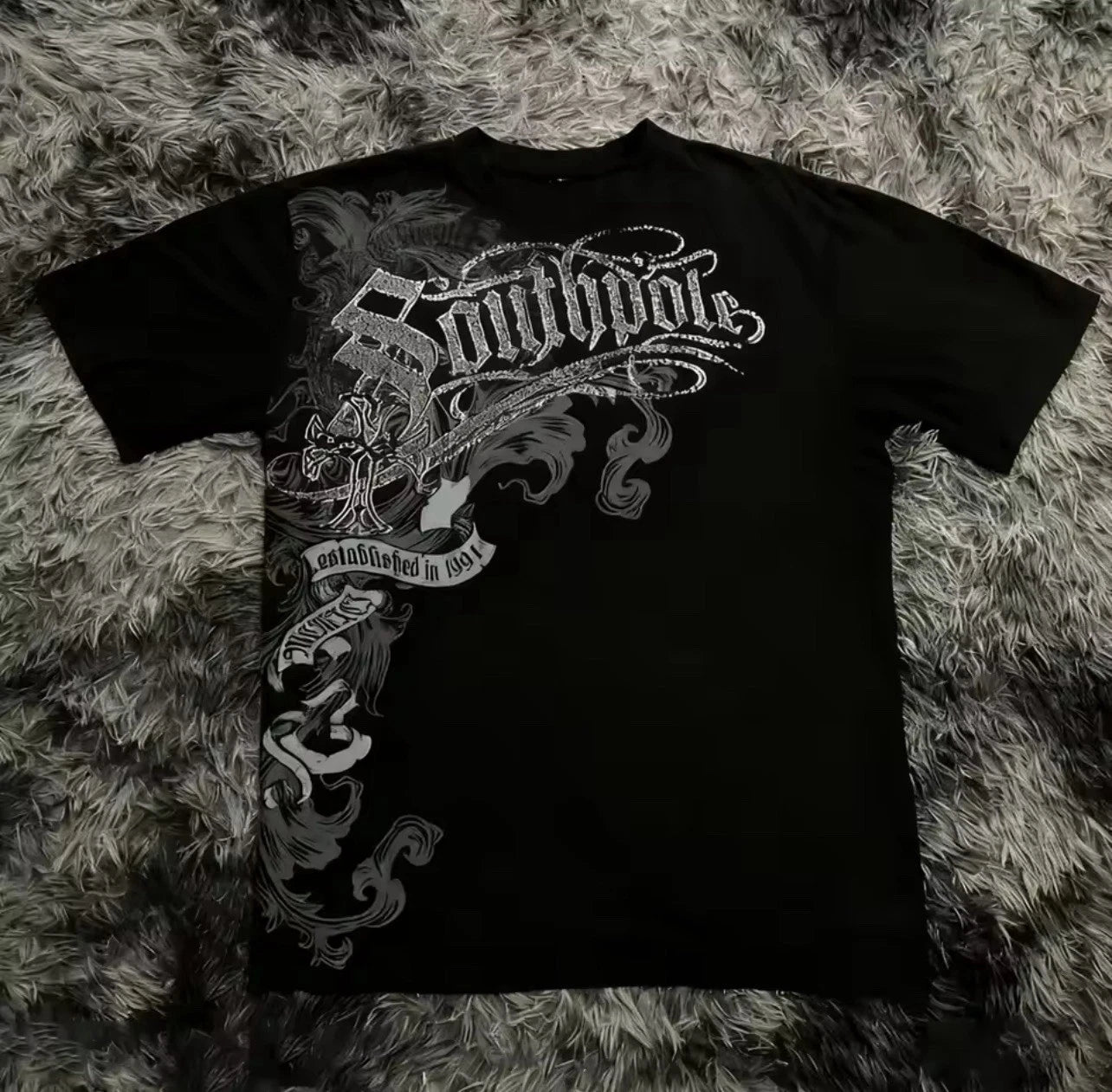 Mens Y2K Gothic Graphic T Shirt Streetwear South pole Tee Top