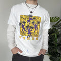 Vintage Keith Haring Style Cheer Shirt Large White Pom Pom Graphic Tee 90s USA