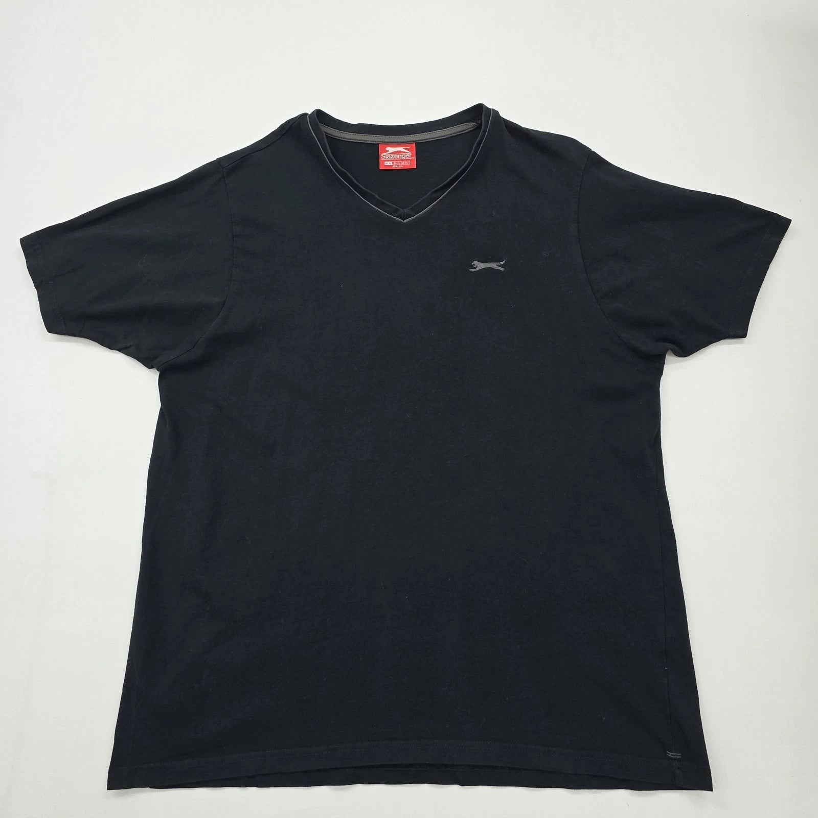 Slazenger Men's Black Graphic Logo V-Neck T-Shirt 2XL Regular