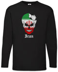 Iran Football Skull I Men Long Sleeve T-Shirt Iranian Soccer Flag World