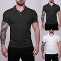 Men's Ribbed Short Sleeve T Shirt Slim Fit Pullover Casual Summer Wear
