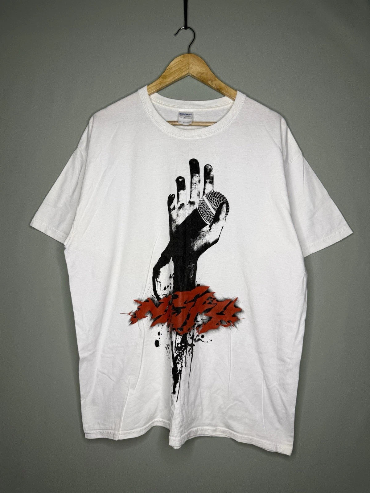 Vintage 00s Nasty Hardcore Metal Band T Shirt White Sz XL