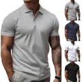 Casual Men's Turn-Down Collar Button Top Short Sleeve Slim Fit Polyester Blend