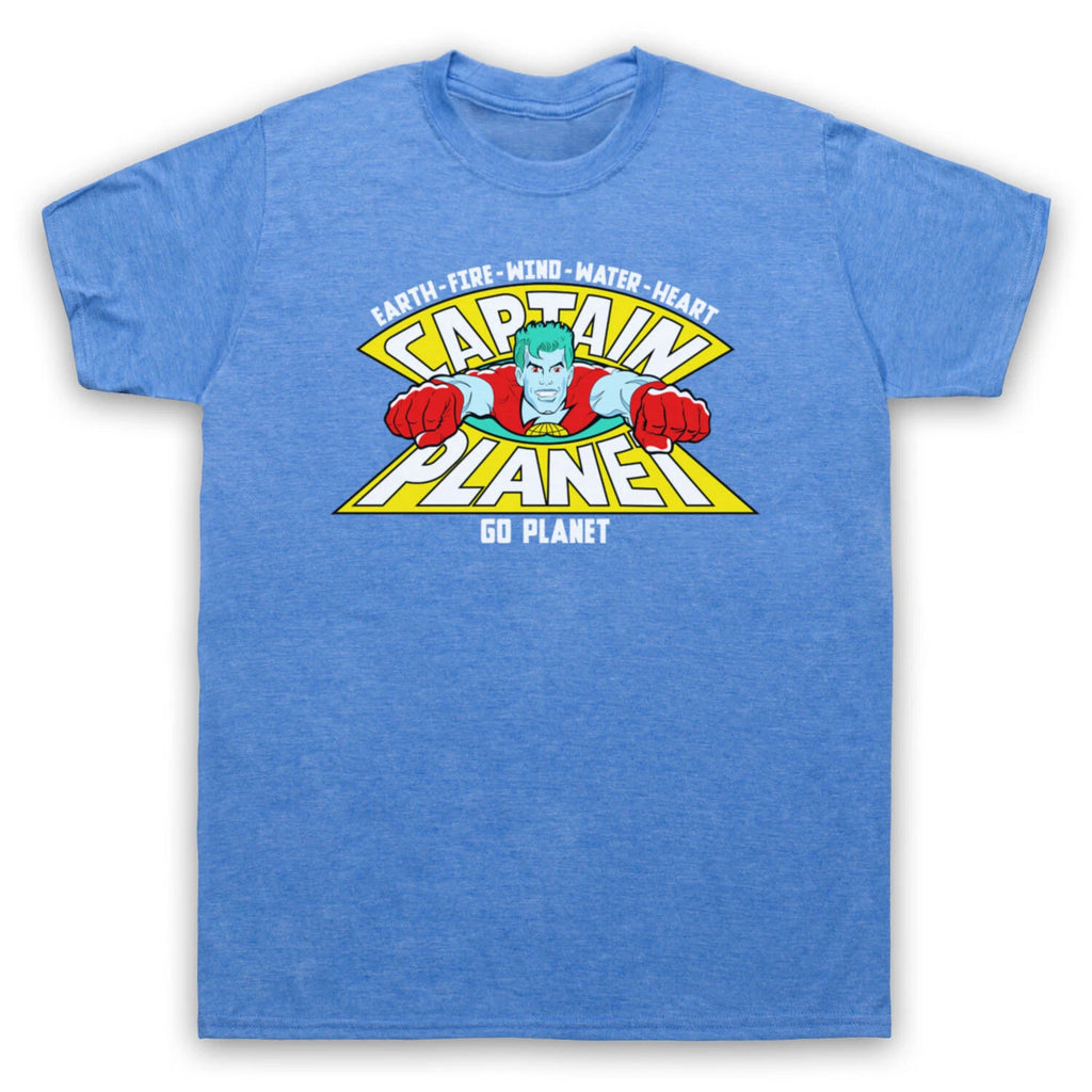 CAPTAIN PLANET EARTH FIRE WIND WATER HEART KIDS TV 90'S MENS & WOMENS T-SHIRT