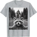 Scared Raccoon Selfie With Sasquatch Bigfoot , Funny Raccoon T-Shirt