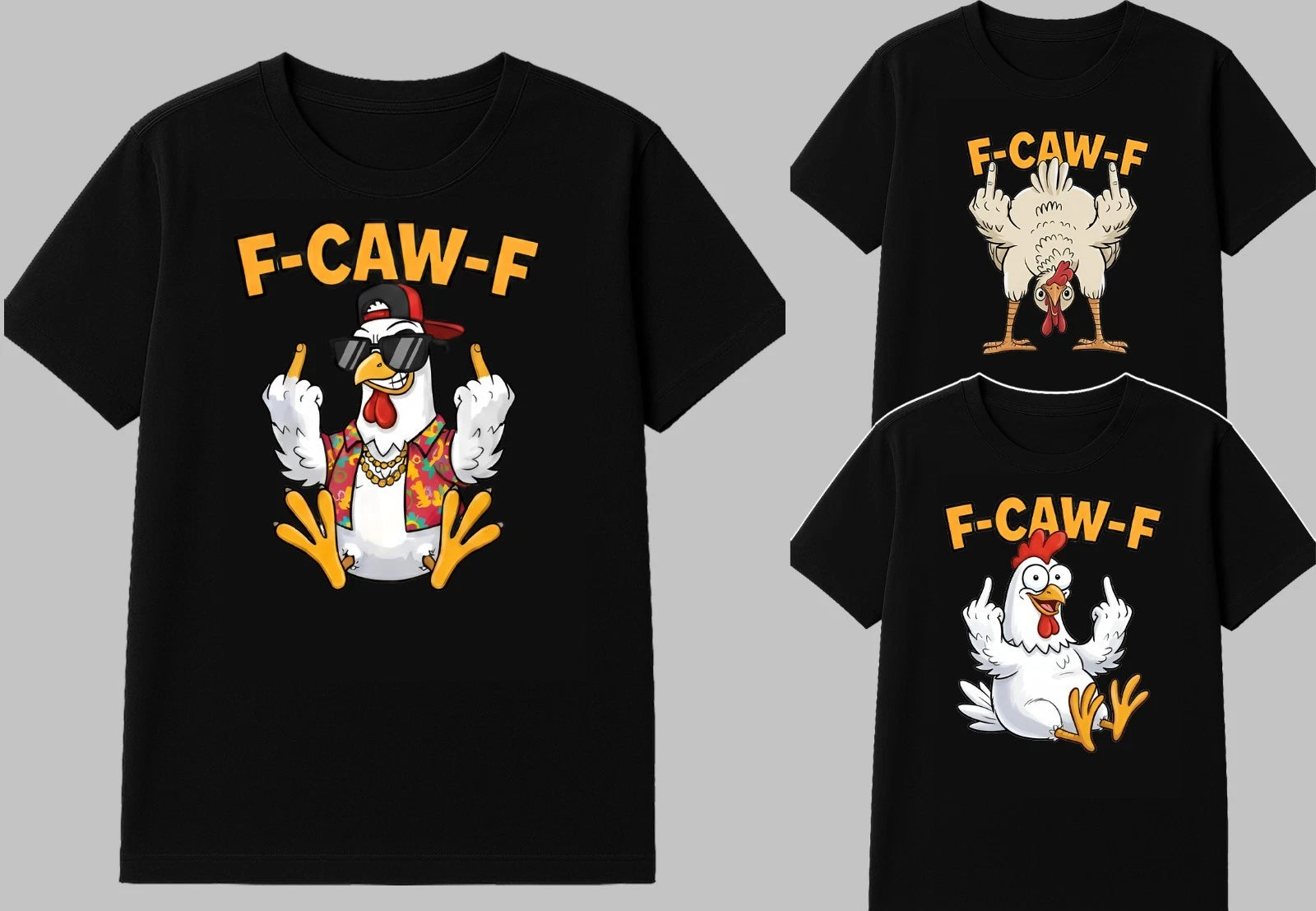 F-Caw-F Chicken Funny Rooster Meme Quote Graphic Sarcastic Vintage Men T Shirt