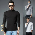 Fashionable Men's Casual Slim Fit Turtleneck Long Sleeve Top Solid Color