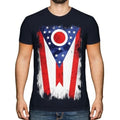 OHIO STATE GRUNGE FLAG MENS T-SHIRT TEE TOP OHIOAN SHIRT JERSEY GIFT