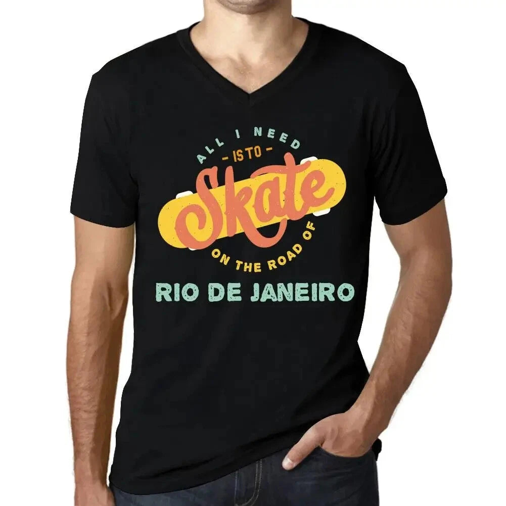 Men's Graphic T-Shirt V Neck All I Need Is To Skate On The Road Of Rio De