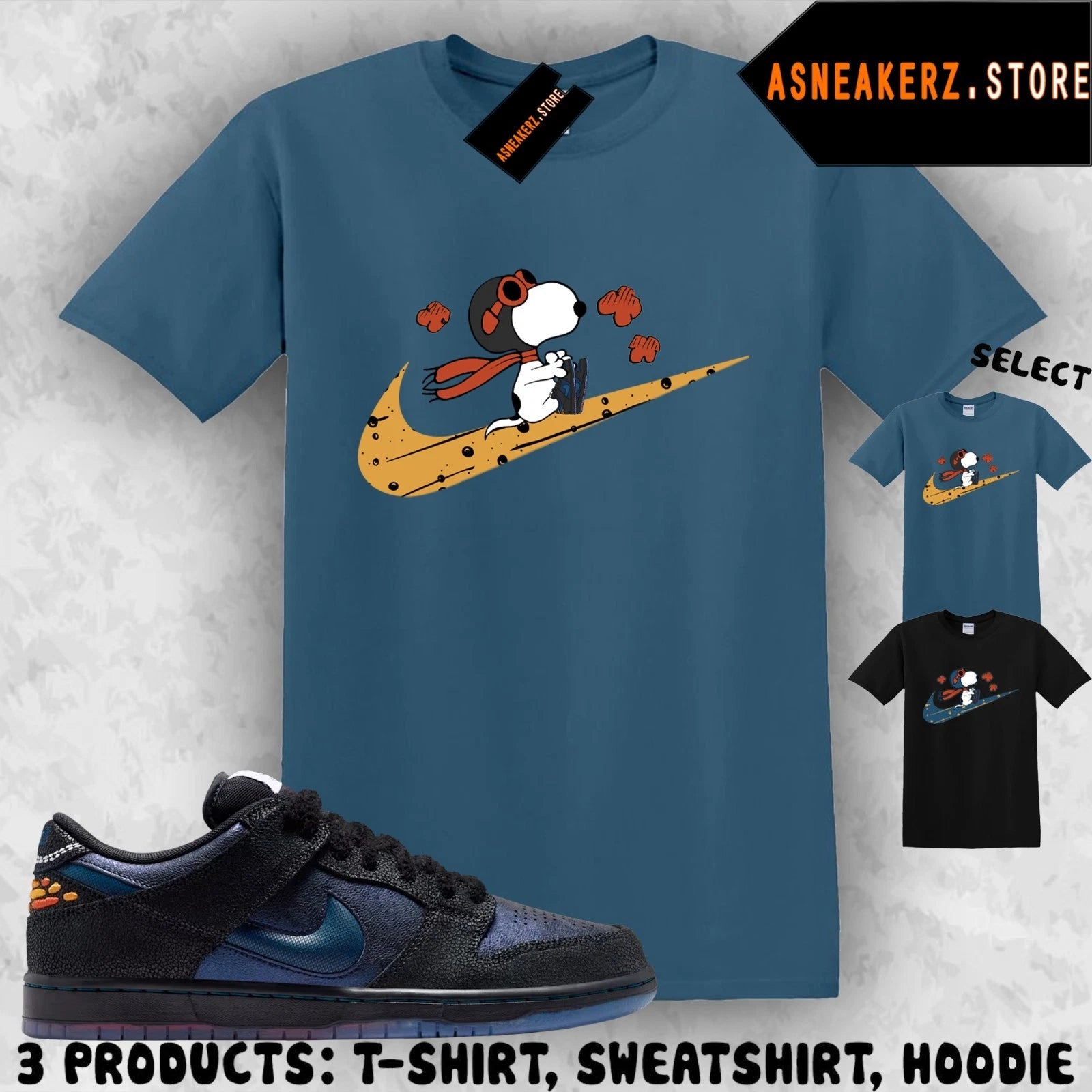 Shirt To Match SB Dunk Low Pro Bluetile Sneaker Matching Tee Fly S Dog T-Shirt