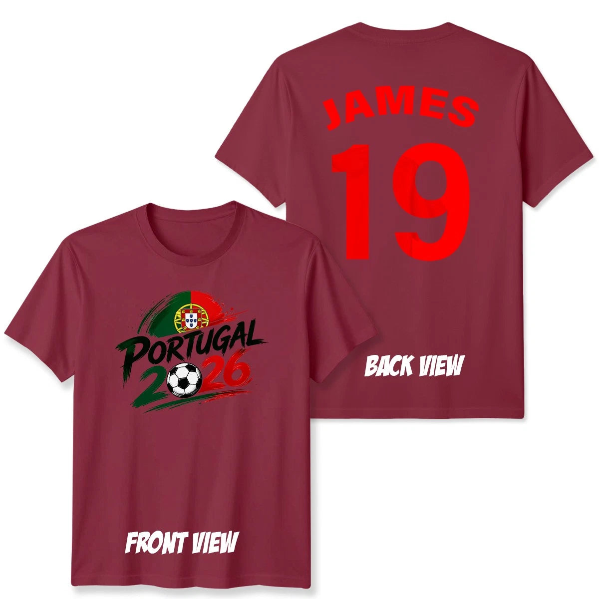 Portugal Personalized Unisex  T Shirt Custom Name And Number Football Game Top
