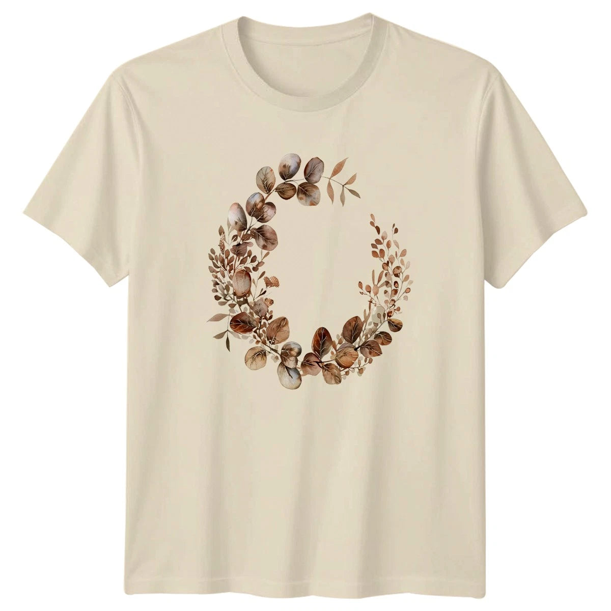Boho Leaf Wreath T-Shirt Botanical Nature Gift For Him And Her