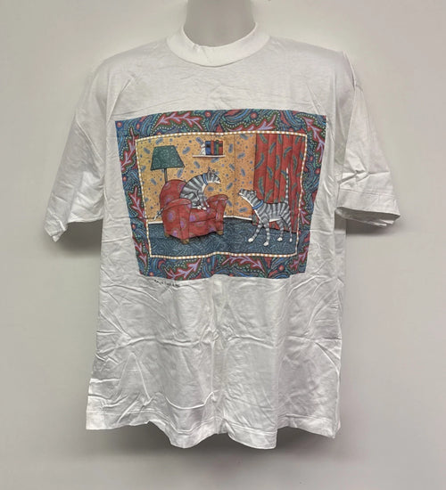 1990 Celia Flock Cats White ARTWEAR Shirt NOS NWT VINTAGE