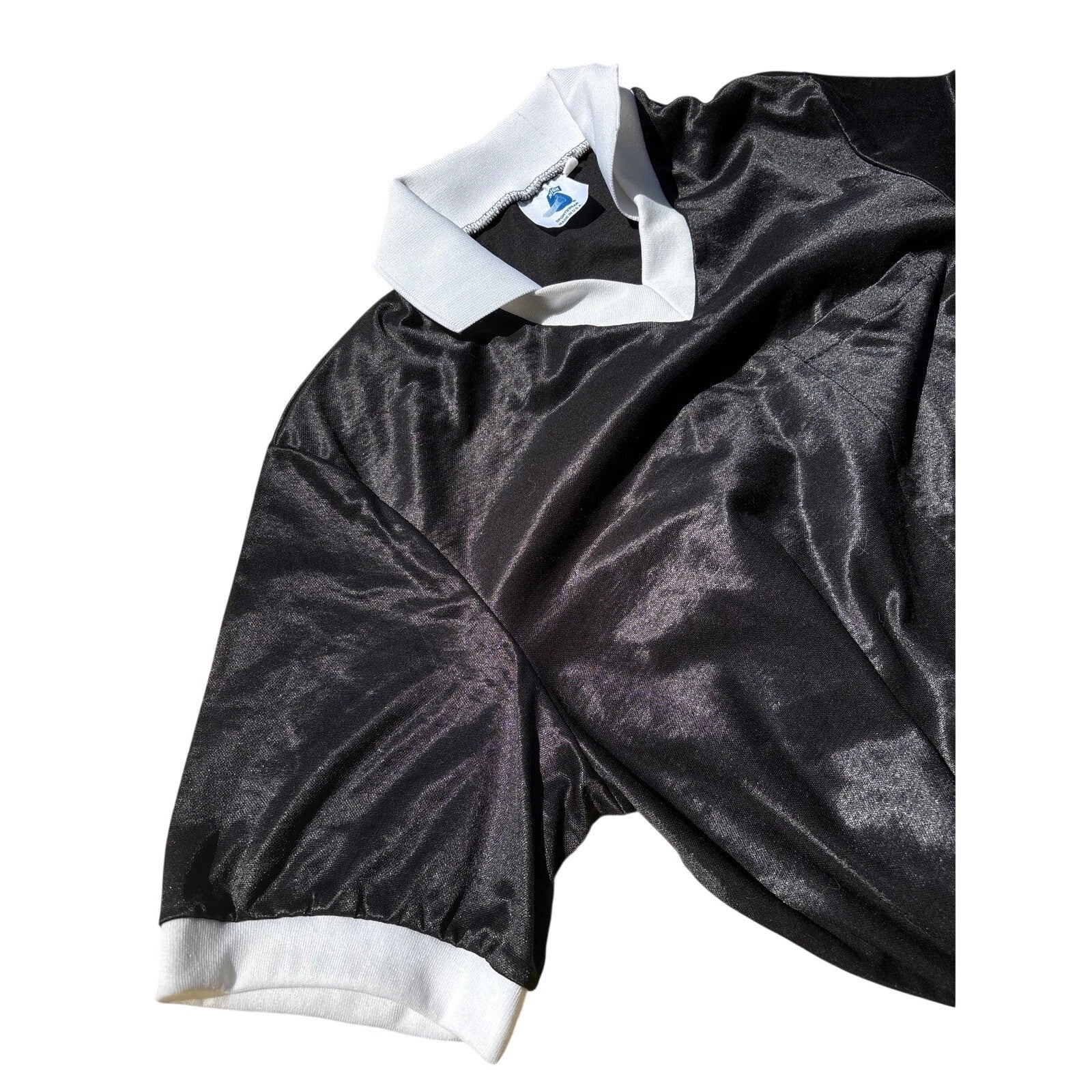 Vtg High 5 Sportswear Metallic Black white soccer official XL Polo Jersey shirt