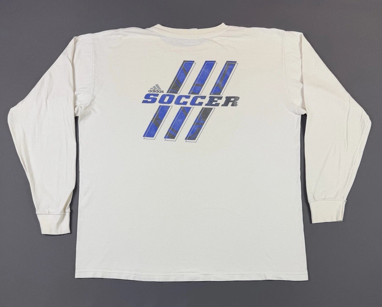 Vintage 90s Adidas Soccer Football White Long Sleeve Shirt Sports Y2K FIFA World