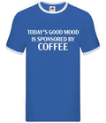 Sponsored By Coffee - Mens Ringer - Latte Flat White Funny Mood Espresso