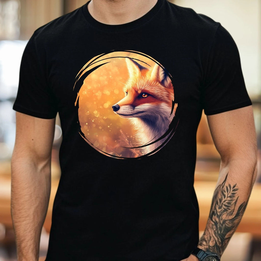 Mens Fox Print Cotton T Shirt Size XS to 5XL