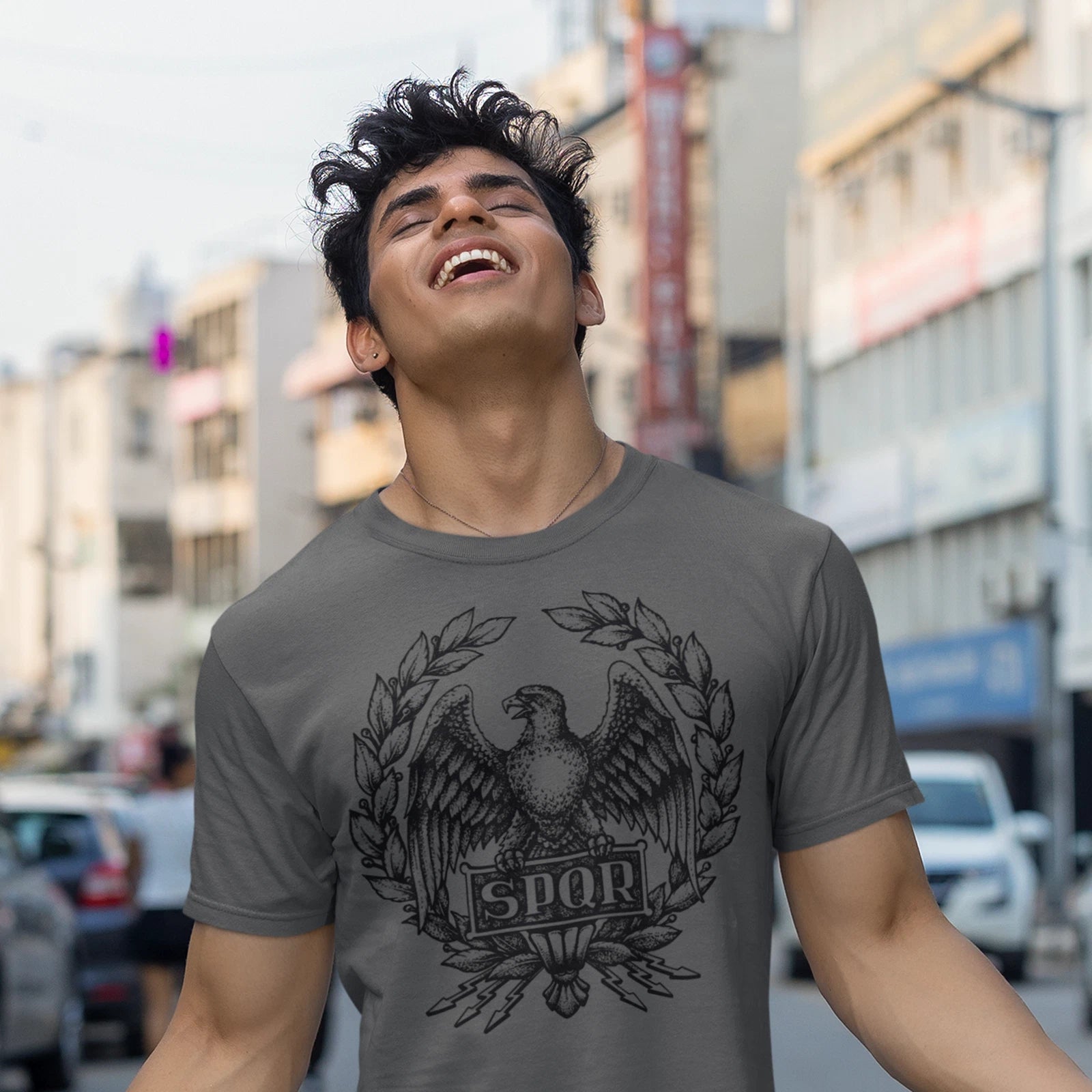 Roman SPQR Eagle Graphic T-Shirt, Vintage-Style Roman Symbol Tee