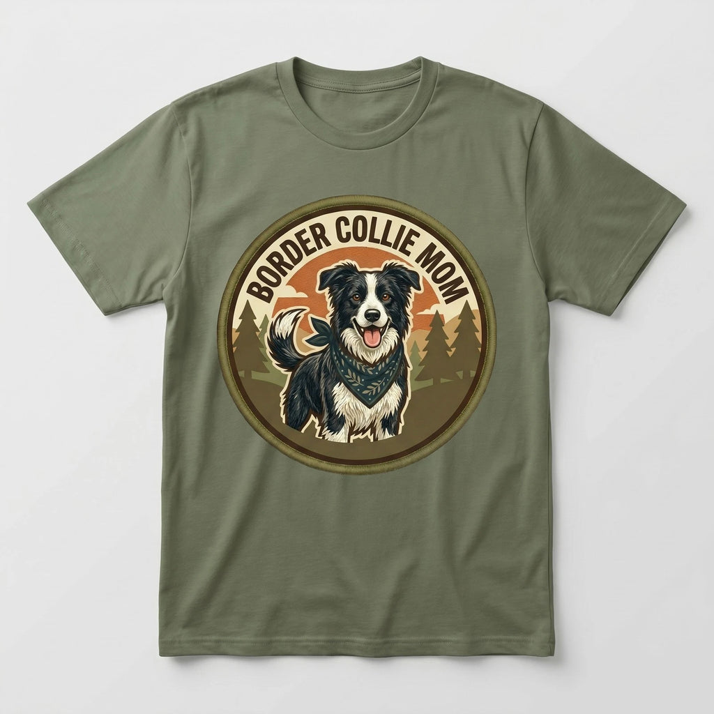 Border Collie Mom T-Shirt BC Dog Gift Women Graphic Tee Mothers Day Vintage Cute