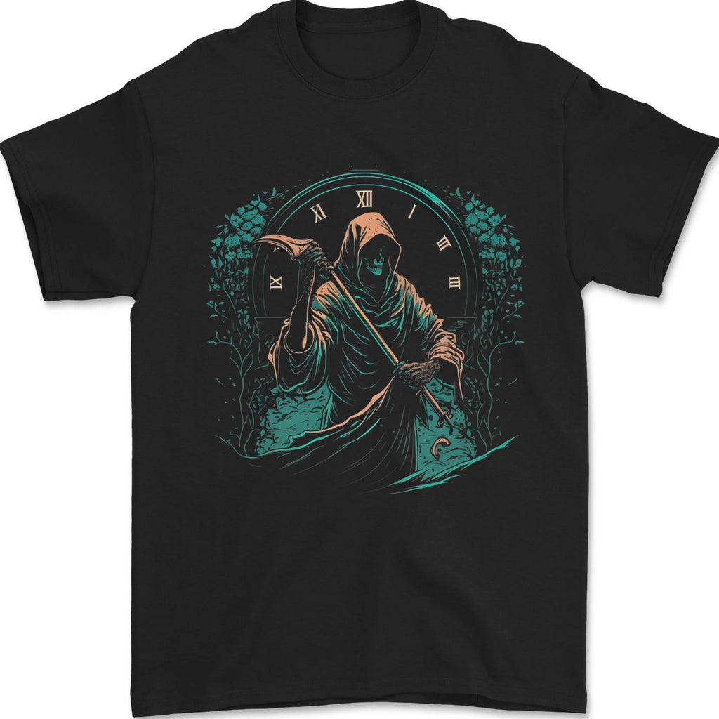 Grim Reaper Time Skull Death Gothic Mens T-Shirt 100% Cotton