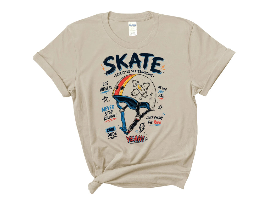 Skateboarding Helmet T-Shirt Retro Skate Graphic Skater Streetwear Tee