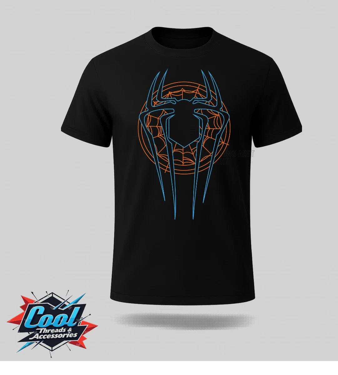 T Shirt Spider Web Graphic Print Superhero Comic Tee