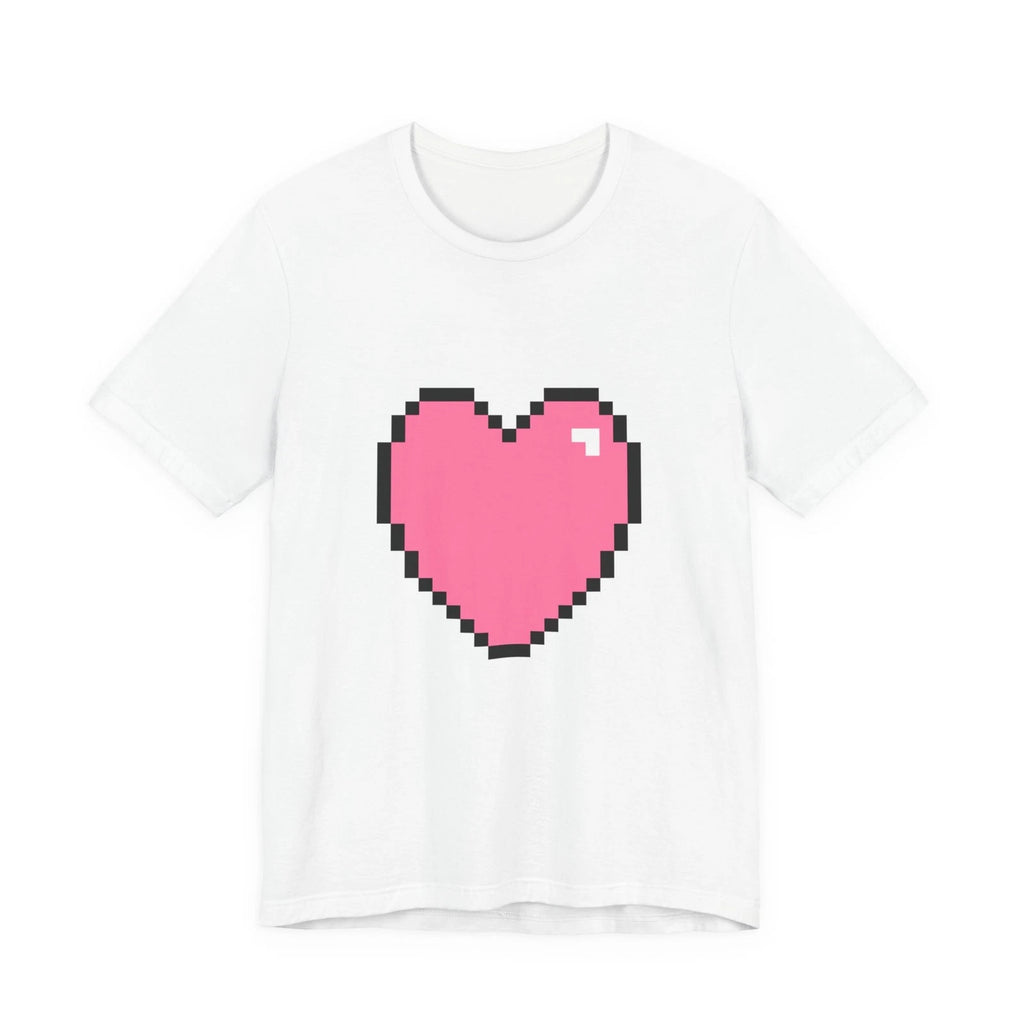 Unisex Jersey Short Sleeve Tee Cute Retro 8-Bit Pixel Art Gamer Pink Heart