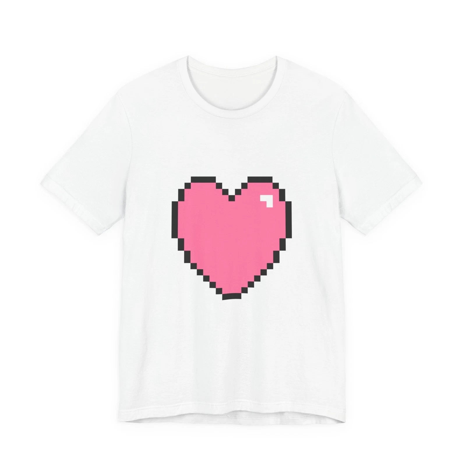 Unisex Jersey Short Sleeve Tee Cute Retro 8-Bit Pixel Art Gamer Pink Heart