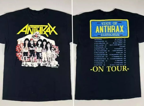 Anthrax On Tour 1987 T-Shirt, 80S Anthrax Heavy Metal Band Shirt, Double Sides
