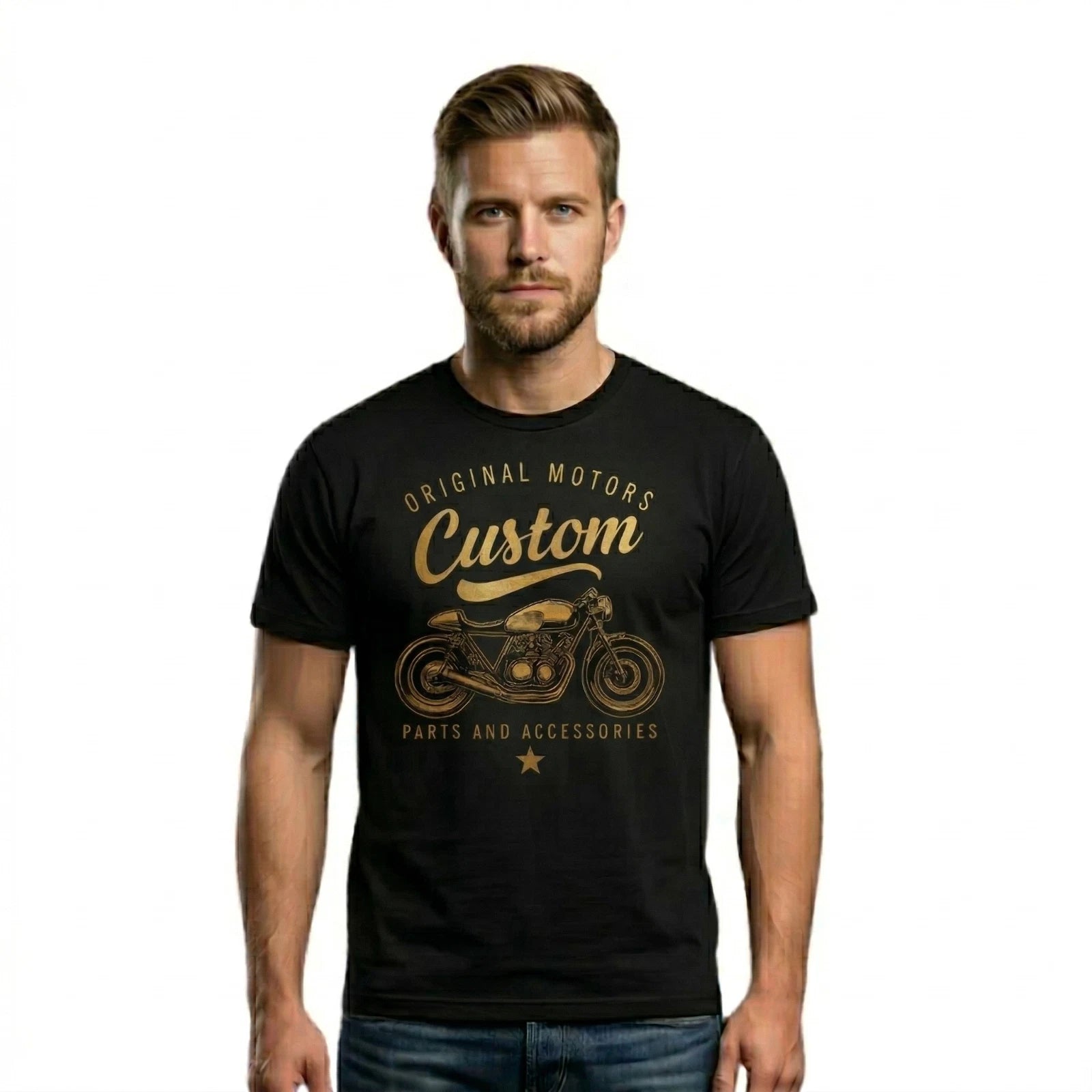 Custom Motorcycle Graphic Tee | Men's Vintage Biker Style Cotton T-Shirt