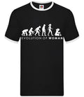 Evolution of Woman Knitting - Mens Ringer - Craft Knitter Creative Hobby
