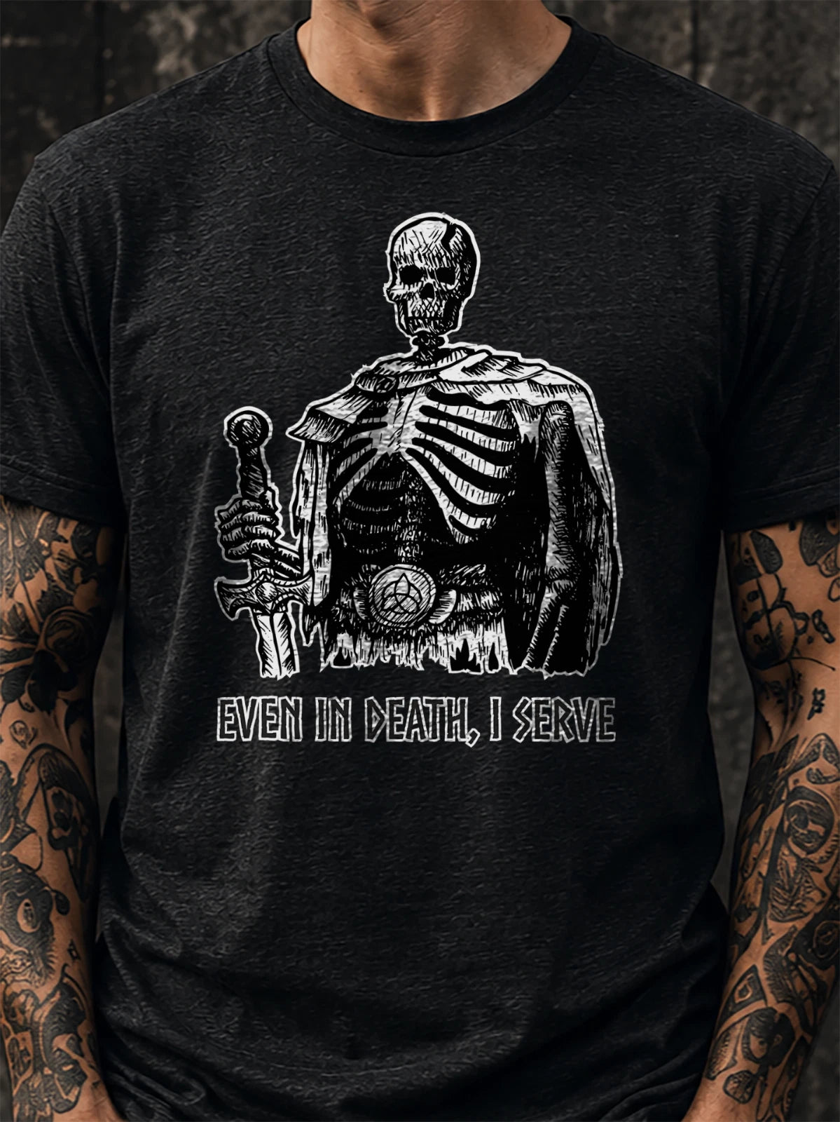 Dark Fantasy Skeleton Warrior Shirt, Medieval Armor Graphic Tee