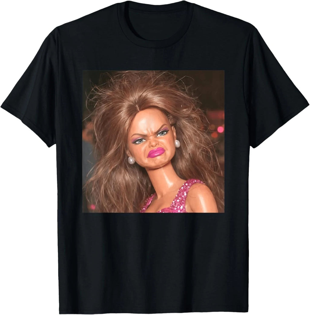 Funny Creepy Doll Face Meme Expression Hilarious Sarcastic T-Shirt