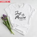 Mr & Mrs Just Married T Shirt Personalised Gift Wife Husband Matching Tee Tops