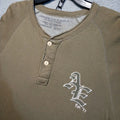 American Eagle Shirt Mens Y2K Henley Long Sleeve XL Brown Lined Grunge Preppy