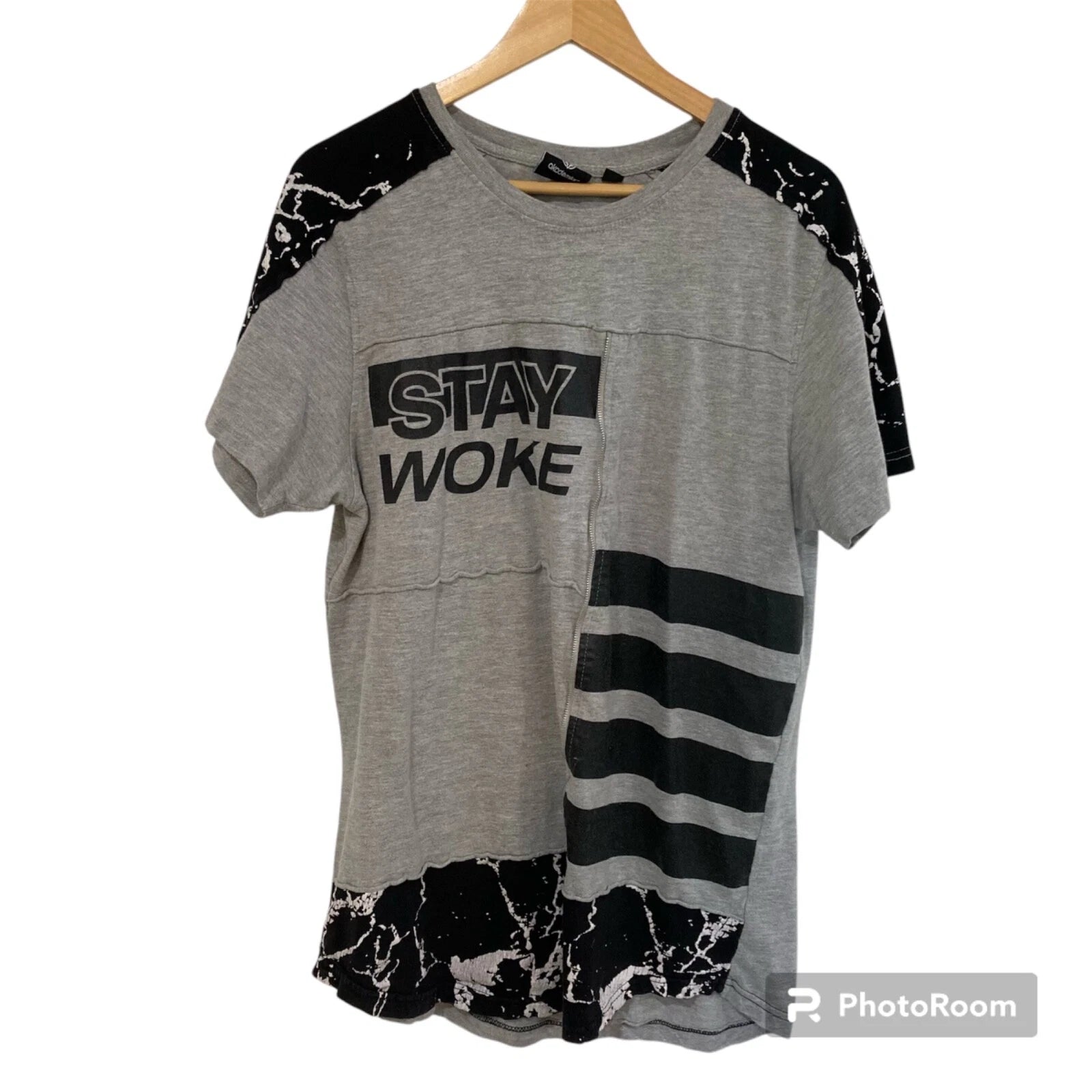 Akademiks T Shirt Mens Size L Gray Streetwear Graphic Y2K Stay Woke
