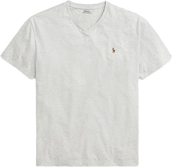 Polo Ralph Lauren Men's Tee SS Slim-fit V-Neck Grey Heather T-Shirt, S, XL, 2XL
