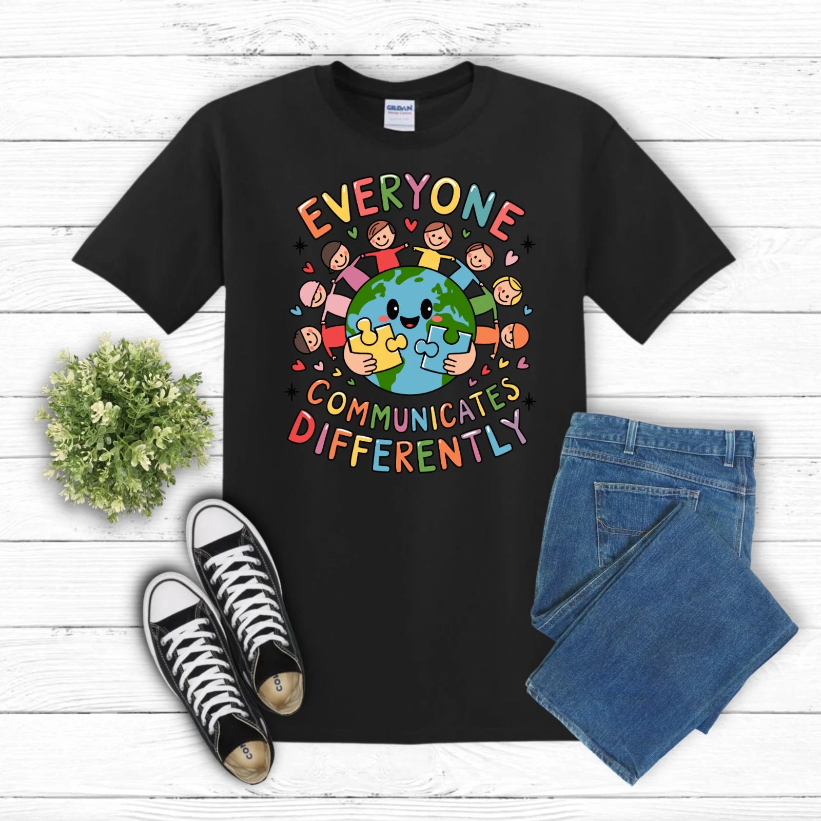Everyone Communicates Differently Autism T-shirt Autism Shirts S-3XL