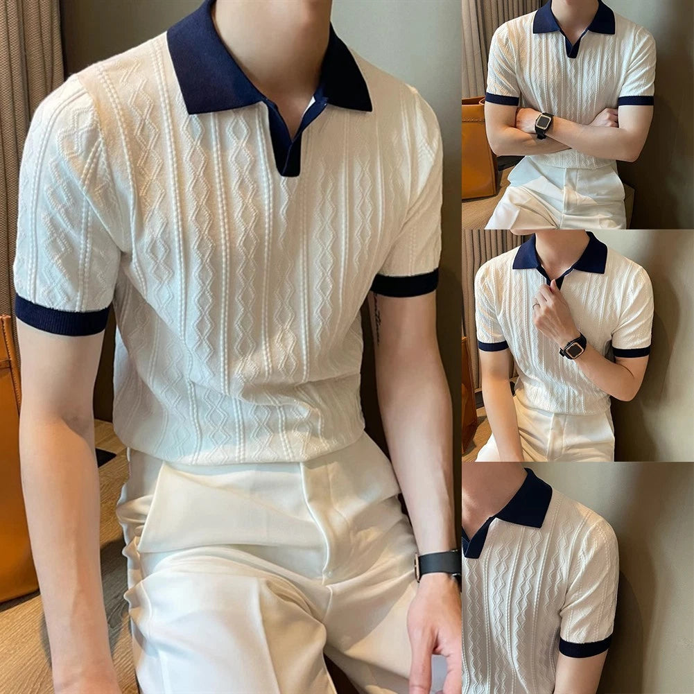 Fashion Streetwear Color Patchwork T-shirts Slim Fit Brand New Daily Wear