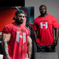 Men's Gym Sport Workout Cotton Graphic Printed Loose Fit T-Shirt Streetwear Tee