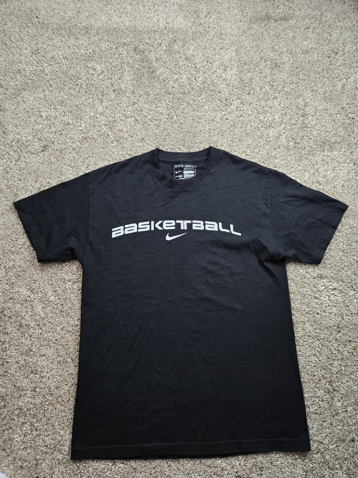 Vintage Nike Basketball T Shirt Large Mens Black Short Sleeve Center Swoosh Y2K