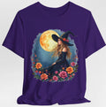 Witch Under Full Moon Roses T-Shirt Mystical Floral, Wiccan Aesthetic Halloween