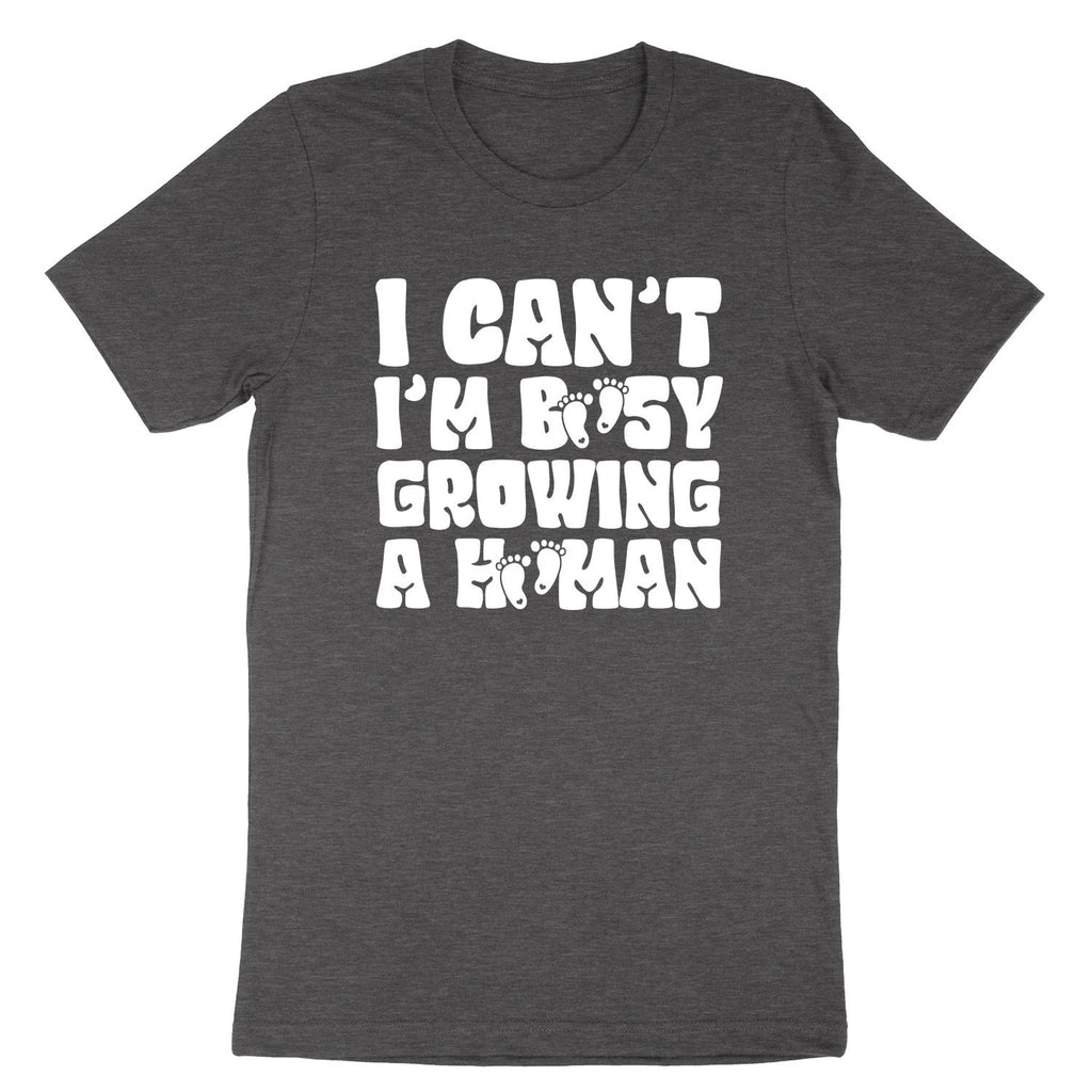 Funny Pregnancy Tshirt Mom To Be Tee Shirt I Can't Im Busy Growing A Human Shirt