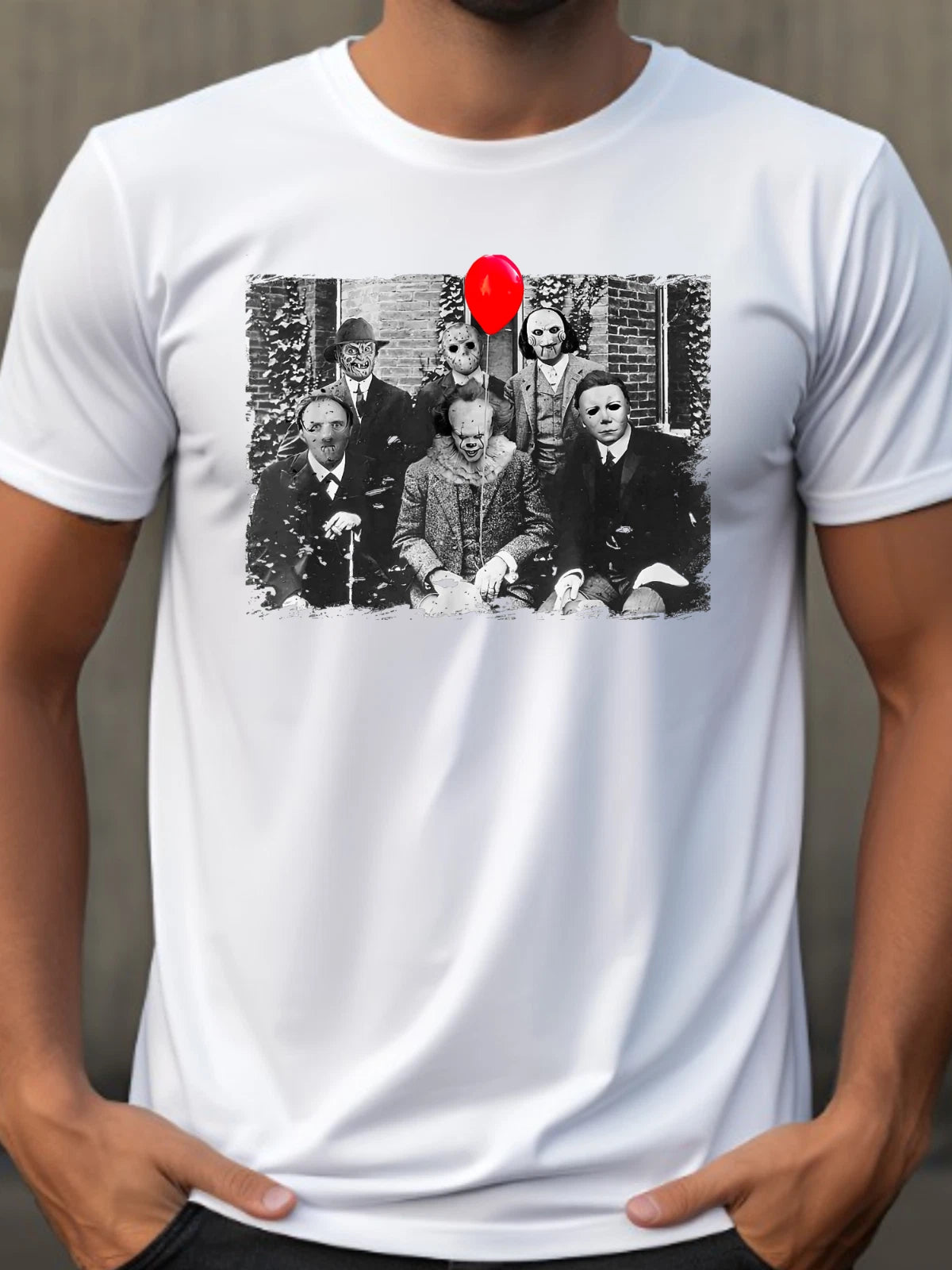 Horror Slasher Crew Group Picture Halloween Adult Humor Funny T-Shirt