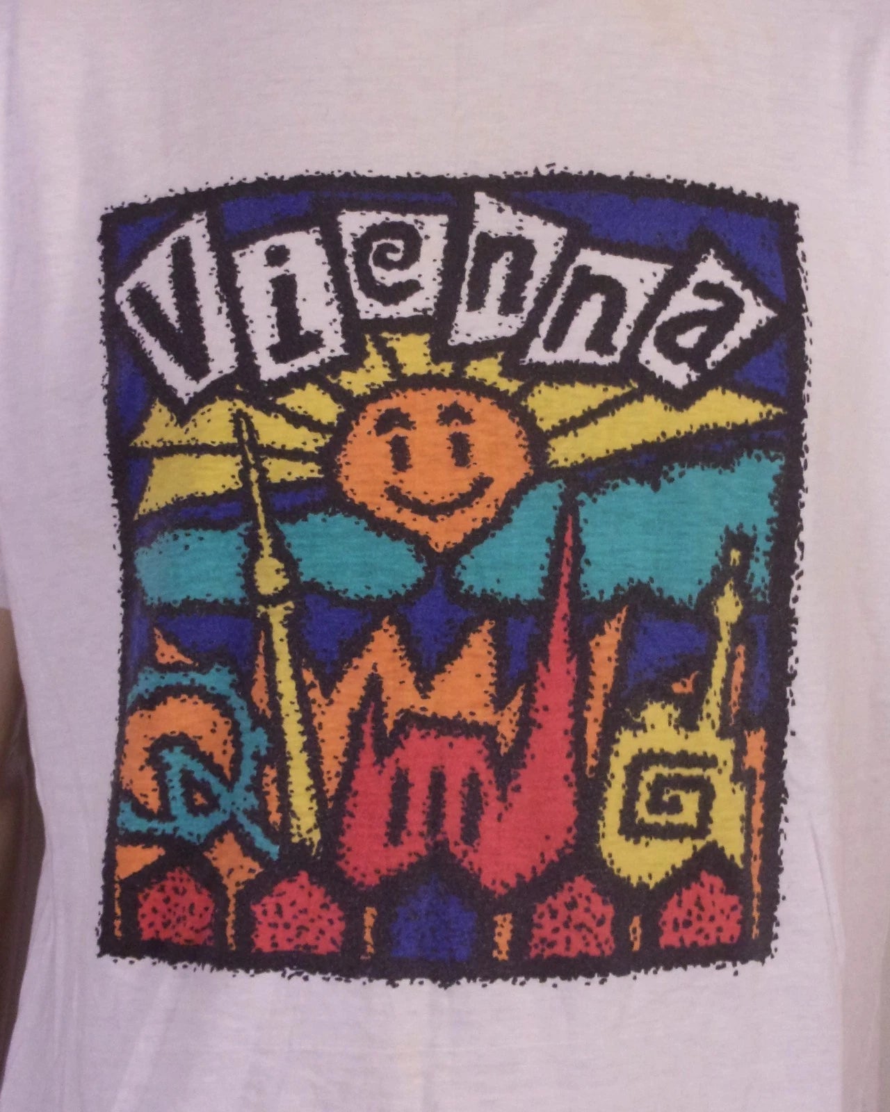 vintage 80s 90s single stitch Vienna Austria T-Shirt Pop Art soft thin XL